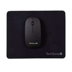 Mouse Techzone Inalambrico Recargable con mouse pad velocidad ajustabel 800, 1200, 1600 DPI Negro ultradelgado