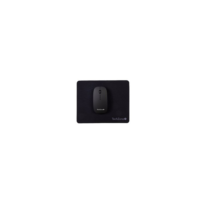Mouse Techzone Inalambrico Recargable con mouse pad velocidad ajustabel 800, 1200, 1600 DPI Negro ultradelgado