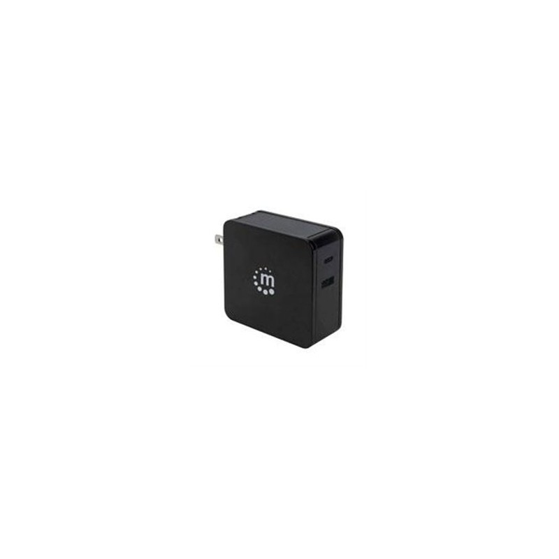CARGADOR DE ENERGíA CON CONECTOR USB-C (HASTA 60 W) Y CON CONECTOR USB-A (HASTA 2.4 A), NEGRO