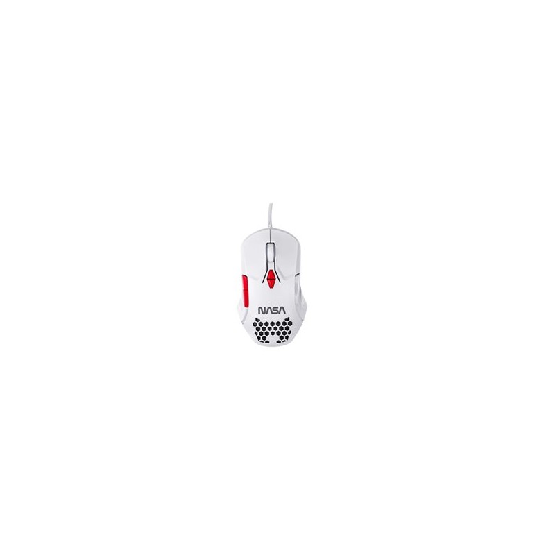 MOUSE TECHZONE NASA ALAMBRICO RGB BLANCO DPI 800 A 6400