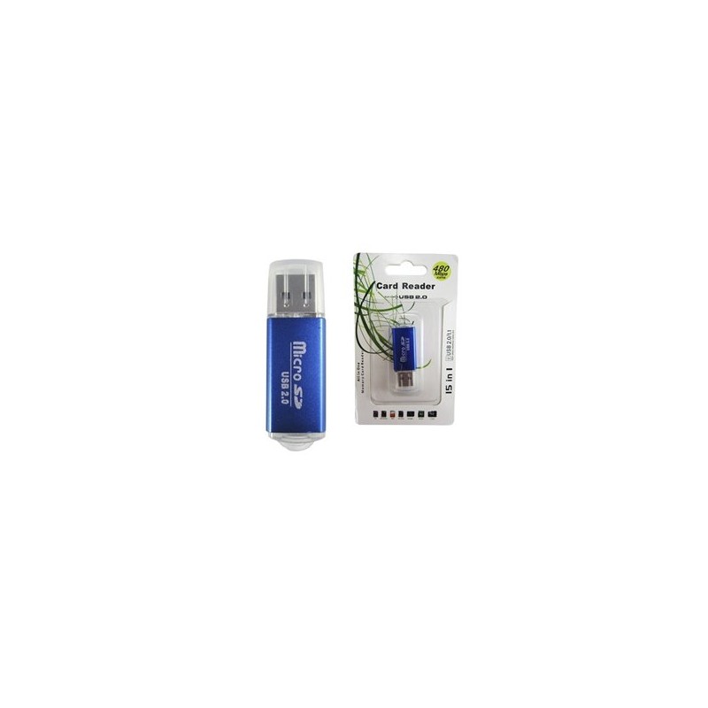 LECTOR BROBOTIX USB V2.0 MICROSD AZUL METALICO