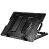SOPORTE ROBOTIX VENTILADO E ILUMINADO ANGULO AJUSTABLE C/2 HUB USB NEGRO, DIMENSION 39.2 X 26.6 X 6.7 CM