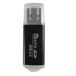 LECTOR BROBOTIX USB V2.0 MICRO SD, METALICO NEGRO