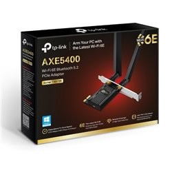 ADAPTADOR INALAMBRICO PCIe TP-LINK ARCHER TXE72E WI-FI 6E AXE5400 TRIBANDA 6GHz+5GHz+2.4GHz BT 5.2 2 ANTENAS FIJAS