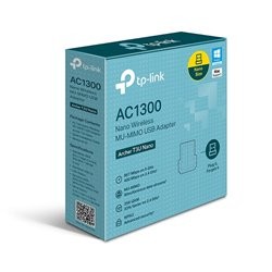 Adaptador inalámbrico nano USB 2.0 TP-Link Archer T3U Nano AC1300 MU-MIMO 2.4GHz a 400 Mbps y 5GHz a 867 Mbps