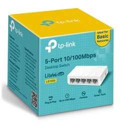 SWITCH TP-LINK LS1005 ESCRITORIO 5 PTOS. 10/100M NO ADMINISTRABLE. CARCASA PLASTICO. TECNOLOGIA GREEN ETHERNET