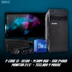 PC CORE I3-10100 MÁS RAPIDO DE 10MA  4 NUCLEOS  8 HILOS  SSD 240GB DDR4 8GB PANTALLA 19.5 TECLADO Y MOUSE