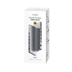 Docking Station Cudy CS700 USB-C Dual 4K 10Gbps DisplayLink Chip 2x 10 Gbps USB-C 4x 10 Gbps USB-A 3.2 2x HDMI 2x DP 1x RJ45 gig