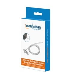 Candado para Laptop Manhattan ranura K-slot de combinacion 4 digitos cable de acero 2M cubierta PVC transparente
