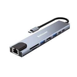 DOCKING STATION BROBOTIX 8 EN 1 USB V3.0 TIPO C A HDMI/ USB V3.0 x2/ USB TIPO C x2/ SD/ MICRO SD/ RJ45 GIGABIT PLATA