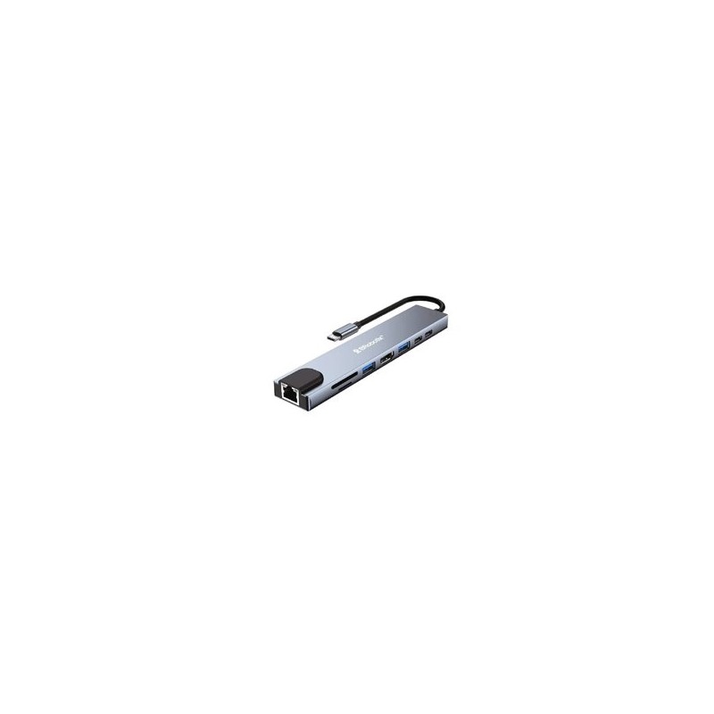 DOCKING STATION BROBOTIX 8 EN 1 USB V3.0 TIPO C A HDMI/ USB V3.0 x2/ USB TIPO C x2/ SD/ MICRO SD/ RJ45 GIGABIT PLATA