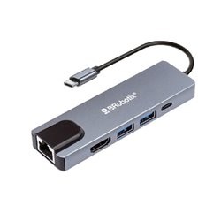 DOCKING STATION BROBOTIX 5 EN 1 USB V3.0 TIPO C A HDMI/ USB V3.0 x2/ USB TIPO C/ RJ45 GIGABIT PLATA