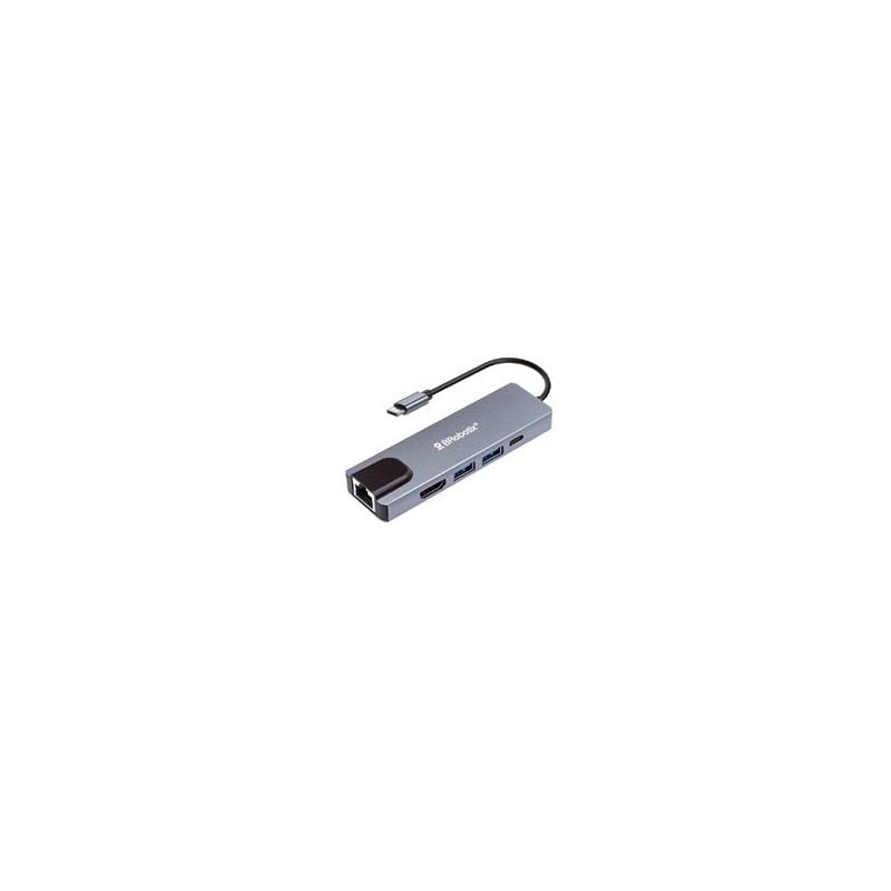 DOCKING STATION BROBOTIX 5 EN 1 USB V3.0 TIPO C A HDMI/ USB V3.0 x2/ USB TIPO C/ RJ45 GIGABIT PLATA