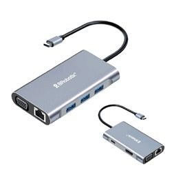 DOCKING STATION BROBOTIX 7 EN 1 USB V3.0 TIPO C A USB V3.0 x3/ RJ45/ VGA/ HDMI/ USB TIPO C PLATA