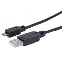 CABLE USB 2.0 TIPO A - MICRO USB 0.5 MTS NEGRO P/DISPOSITIVOS MOVILES