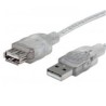 CABLE USB 2.0 EXTENSION MANHATTAN 3.0 MTS TIPO A MACHO - A HEMBRA PLATA