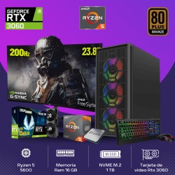 PC GAMER RYZEN 5 5600 RTX 3060 12GB GDDR6 16GB DDR4 1TB M.2 MONITOR 200HZ