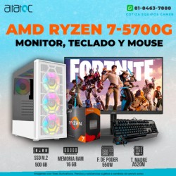 PC GAMER RYZEN 7 5700G CON VIDEO VEGA INTEGRADO 16 GB  (2*8GB) DDR4 500 SSD MONITOR FHD