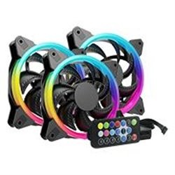 KIT 3 VENTILADORES OCELOT PARA GABINETES/GAMER/120MM/RGB/HUB PARA CONECTAR X10 VENTILADORES RGB/CONTROL REMOTO PARA AJUSTE DE CO