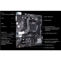 MB AM ASUS PRIME A520M-K ATX 2DDR4 4600MHZ 64GB DBUB HDMI LAN M.2 PCIE 3.0X 4SATA