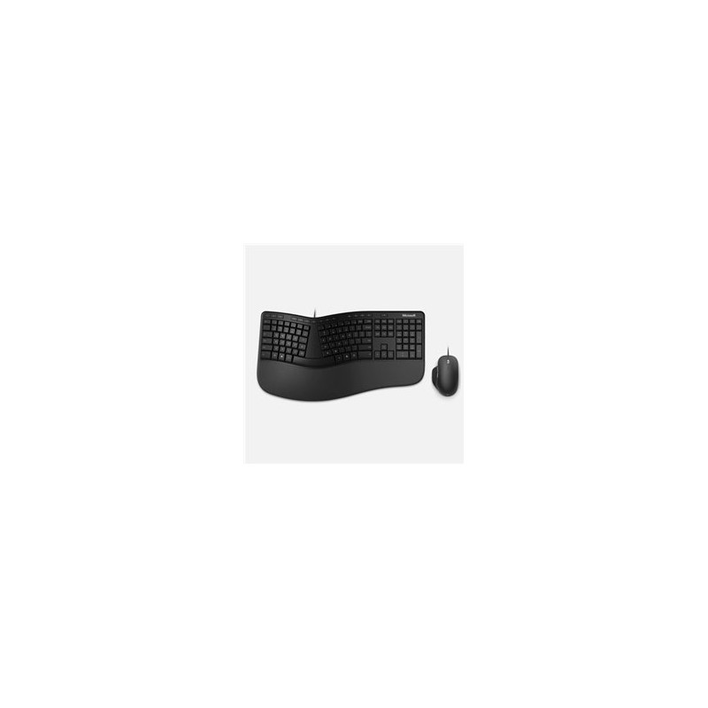 KIT TECLADO Y MOUSE MICROSOFT ERGONOMICO  ALAMBRICO USB  ESPAÑOL  NEGRO (RJU-00003)