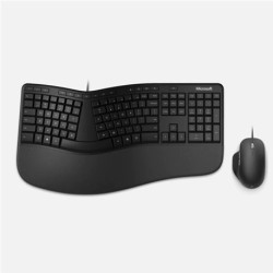 KIT TECLADO Y MOUSE MICROSOFT ERGONOMICO  ALAMBRICO USB  ESPAÑOL  NEGRO (RJU-00003)