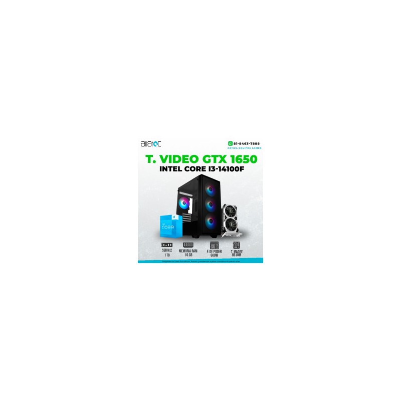 CPU GAMER  CORE I3-14100F RADEON GTX 1650 4GB 16GB 1TB