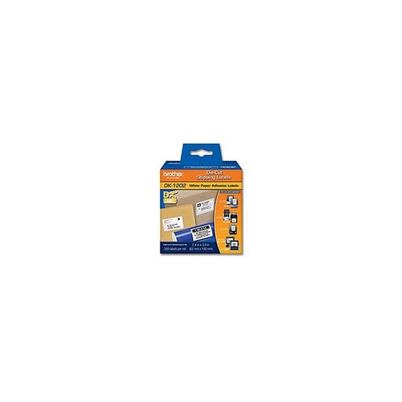 ETIQUETA PRECORTADA BROTHER DK1202 BLANCA  300 ETIQUETAS 62X100 MM COMPATIBLE CON QL´S