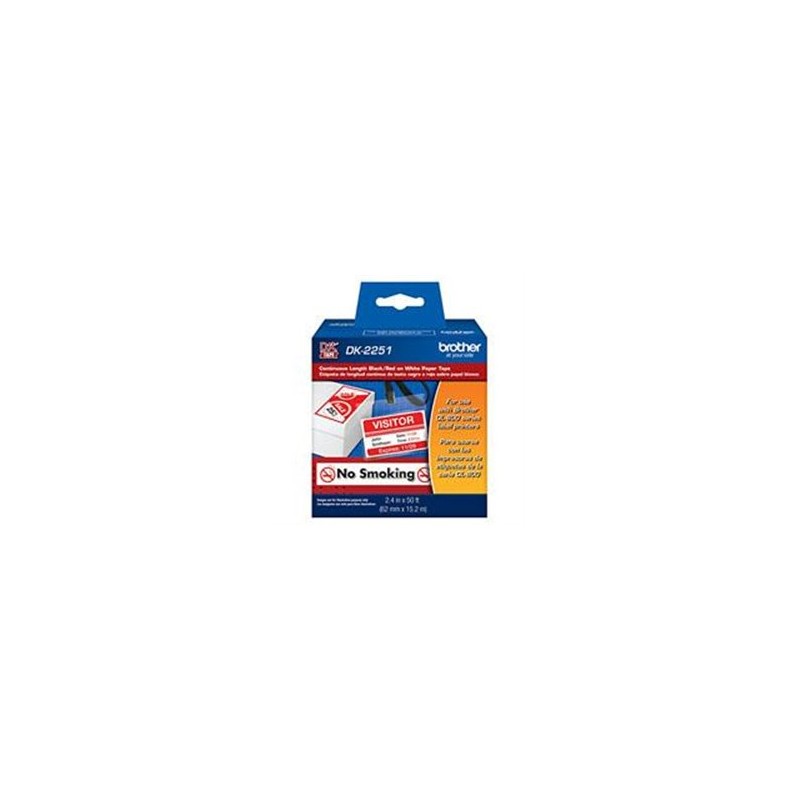 ETIQUETA CONTINUO BROTHER DK2251 BLANCA - IMPRESION NEGRO Y ROJO 62 MM X 15.2 MTS COMPATIBLE CON QL´S