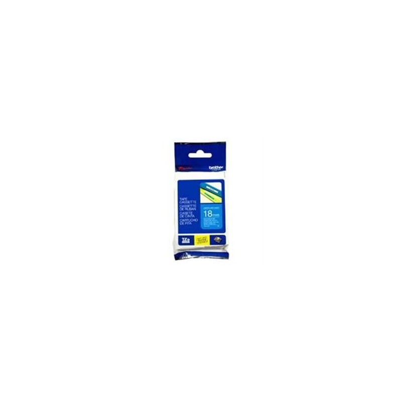 CINTA BROTHER LAMINADA TZE545 BLANCO SOBRE AZUL 18 MM DE GROSOR