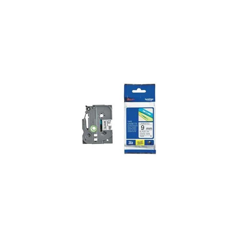 CINTA BROTHER LAMINADA TZE221 NEGRO SOBRE BLANCO 9MM