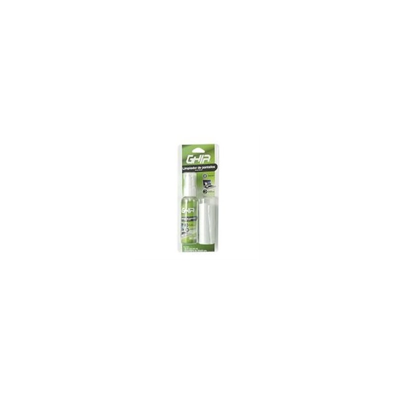 KIT DE LIMPIEZA PARA PANTALLAS GHIA INCLUYE MICROFIBRA Y SPRAY 60ML, ANTIBACTERIAL