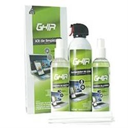 KIT DE LIMPIEZA DELUXE GHIA, CONTIENE REMOVEDOR DE POLVO 660ML, LOCION LIMPIADORA 250ML, LIMPIADOR DE PANTALLAS 250ML Y 2 MICROF