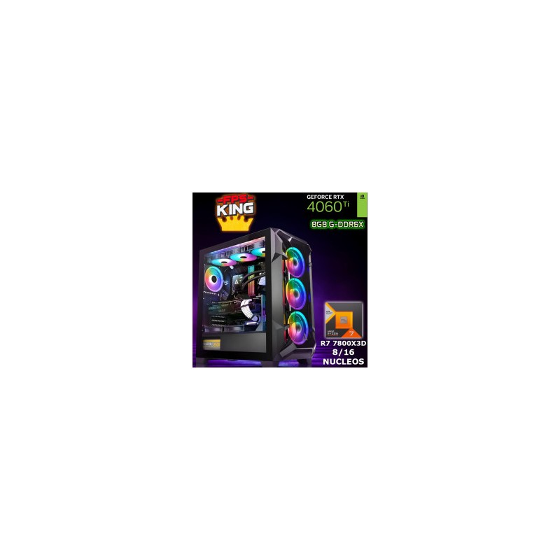 PC GAMER REY DE FPS RYZEN 7 7800X3D NVIDIA RTX 4060 TI 8GB, 32GB 2TB