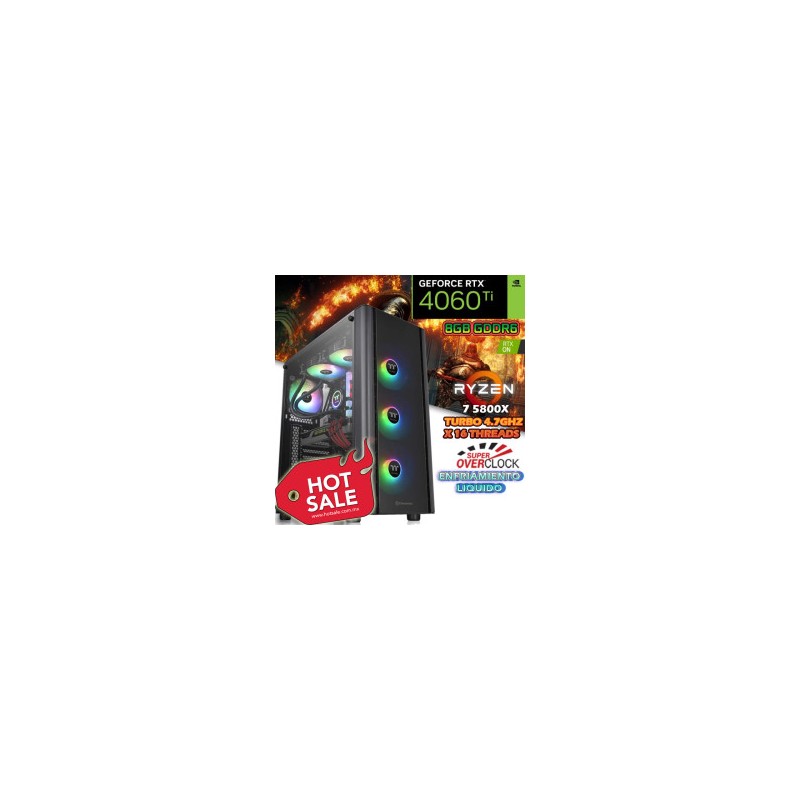 PC GAMER RYZEN 7-5800X 8/16 NÚCLEOS GPU RTX-4060TI 8GB, RAM 32GB 2TB