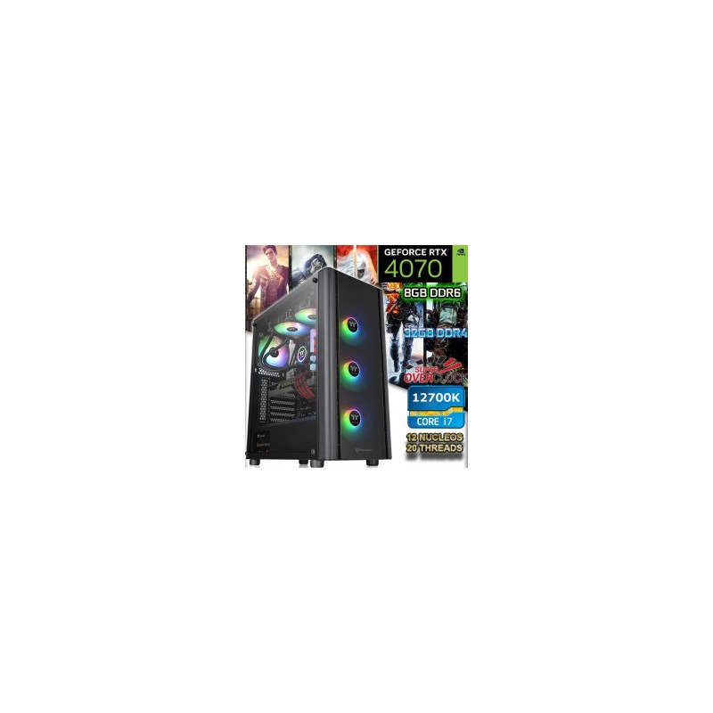 PC CORE I7-12700K 12/20 NÚCLEOS + RTX-4070 12GB, 32GB RAM 4TB GAMA ALTA