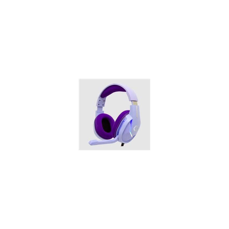 AUDIFONOS DIADEMA GAMER VORTRED ALAMBRICO AXOLOTL RGB 3.5MM USB MORADO
