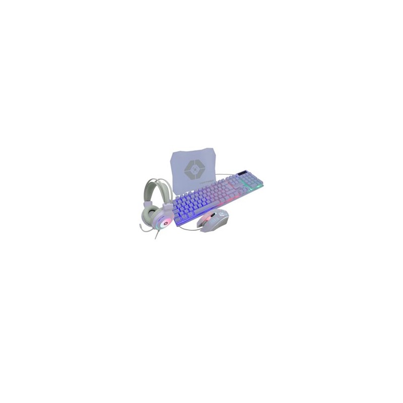 KIT TECLADO MOUSE Y DIADEMA GAMER VORTRED BERRY RGB DPI 1200-3600 USB 1.5 METROS BLANCO