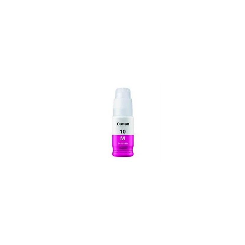 BOTELLA DE TINTA CANON GI-10M MAGENTA, 70 ML, RENDIMIENTO APROX. 7,700 PAGINAS, COMPATIBLE CON G5010, G6010, G7010.