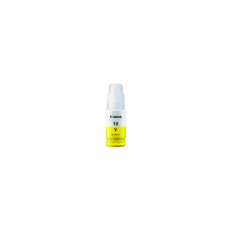 BOTELLA DE TINTA CANON GI-10Y AMARILLA, 70 ML, RENDIMIENTO APROX. 7,700 PAGINAS, COMPATIBLE CON G5010, G6010, G7010.