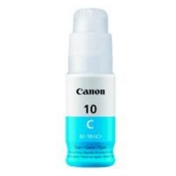 BOTELLA DE TINTA CANON GI-10C CYAN, 70 ML, RENDIMIENTO APROX. 7,700 PAGINAS, COMPATIBLE CON G5010, G6010, G7010.