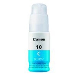 BOTELLA DE TINTA CANON GI-10C CYAN, 70 ML, RENDIMIENTO APROX. 7,700 PAGINAS, COMPATIBLE CON G5010, G6010, G7010.