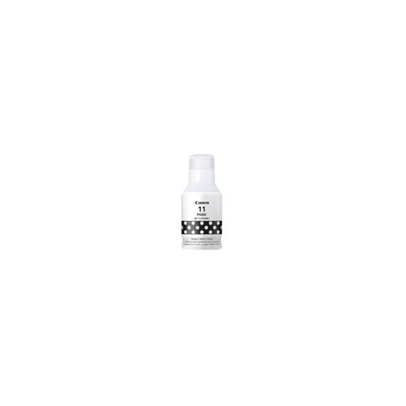 BOTELLA DE TINTA CANON GI-11PGBK NEGRA, 135 ML, RENDIMIENTO APROX.  7,600 PAGINAS, COMPATIBLE CON G3160, G2160.
