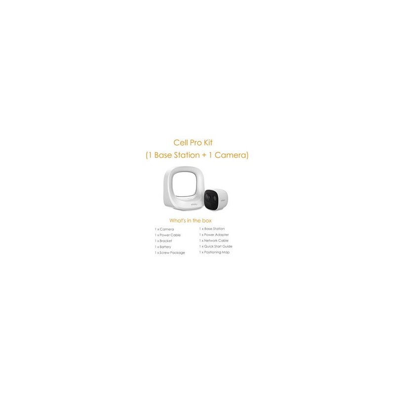 IMOU CELLPROKIT1 - KIT DE 1 CAMARA DE 2 MEGAPIXELES 100% LIBRE DE CABLES MAS ESTACION BASE / BATERIA RECARGABLE / PIR / AUDIO /