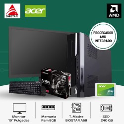 PC AMD E1-2100 DUAL SSD 240GB DDR3 8GB MONITOR TECLADO Y MOUSE