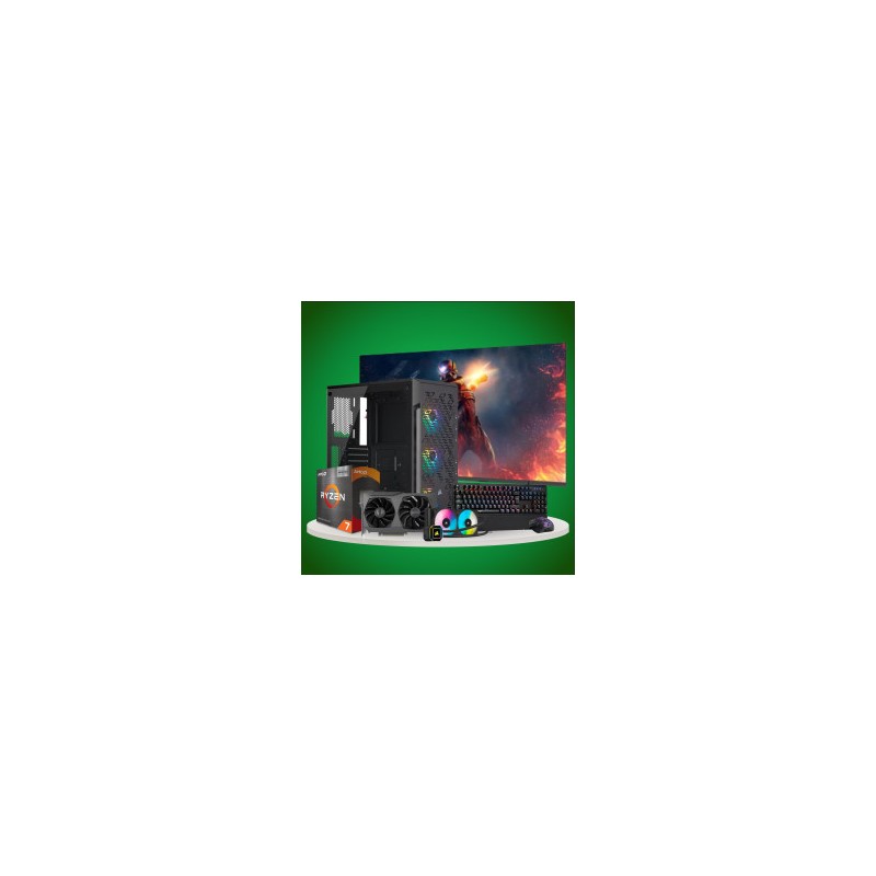 PC XTREME GAMING RYZEN 7 5800X NVIDIA RTX-4070 12GB GDDR6 32GB DDR4 1TB SSD MONITOR 24"
