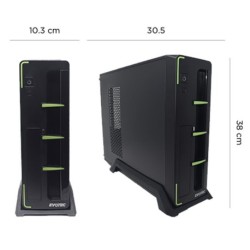 GABINETE SLIM EVOTEC ARUBA VERDE FUENTE ATX 600W TARJETA M-ATX