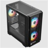 Gabinete Balam Rush Carbono Crystal 4000C Mini torre negro cristal 3xVentiladores ARGB Micro ATX / Mini ITX sin fuente