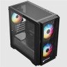 Gabinete Balam Rush Carbono Crystal 4000C Mini torre negro cristal 3xVentiladores ARGB Micro ATX / Mini ITX sin fuente