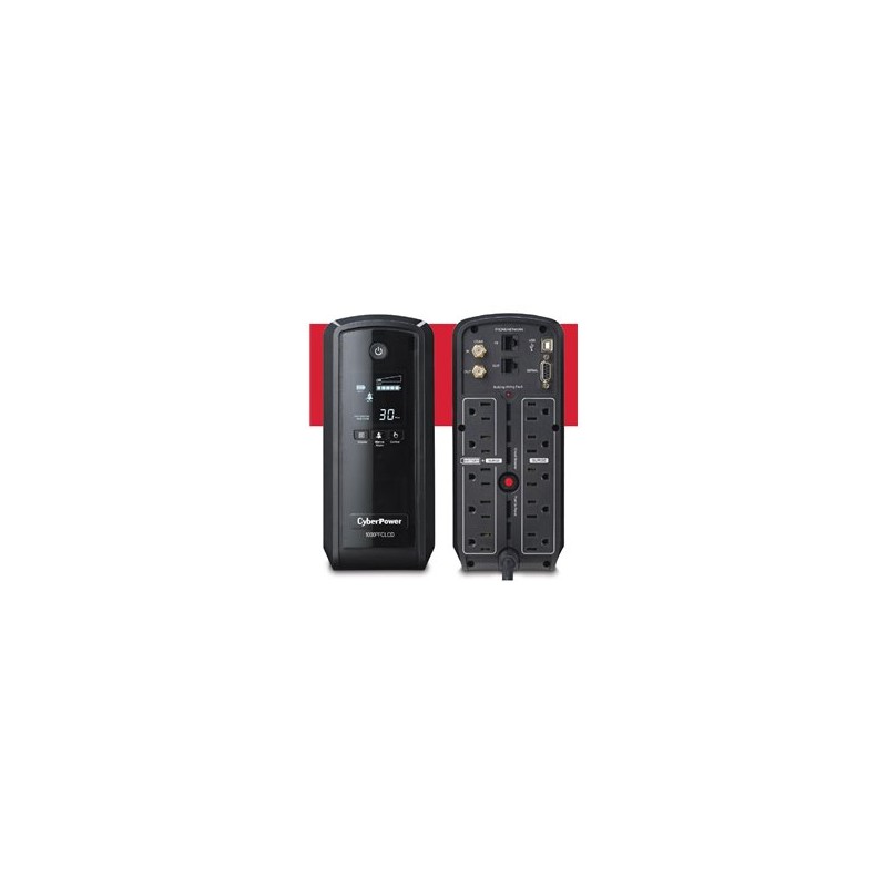 UPS CYBERPOWER LINEA INTERECTIVA PFC SINEWAVE CP1000PFCLCD 1kVA / 600W MINITORRE AVR 10 X NEMA 5-15R
